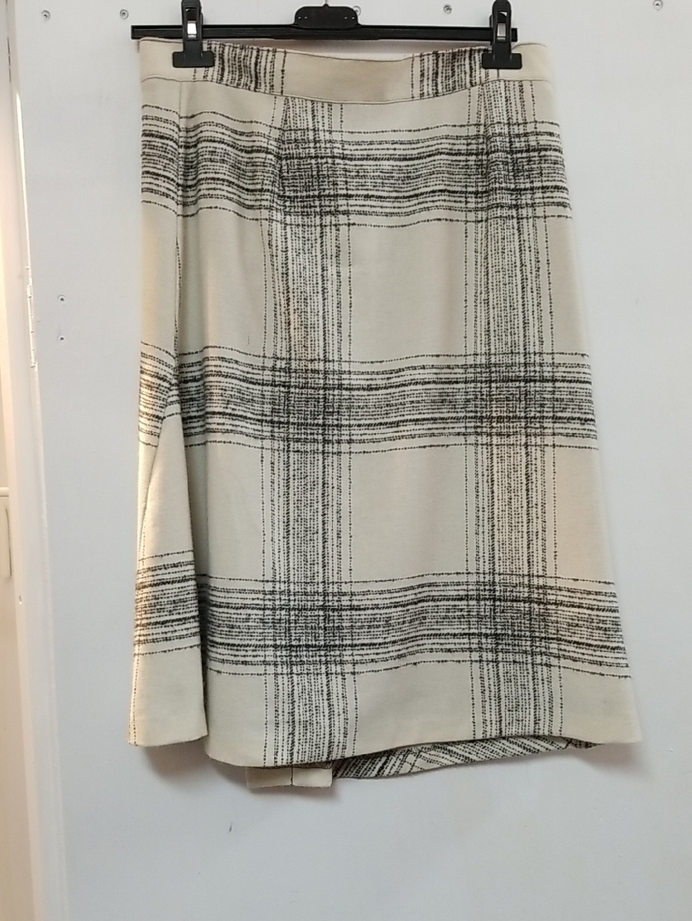 United Colors of Benetton Cream Plaid A-Line Skirt